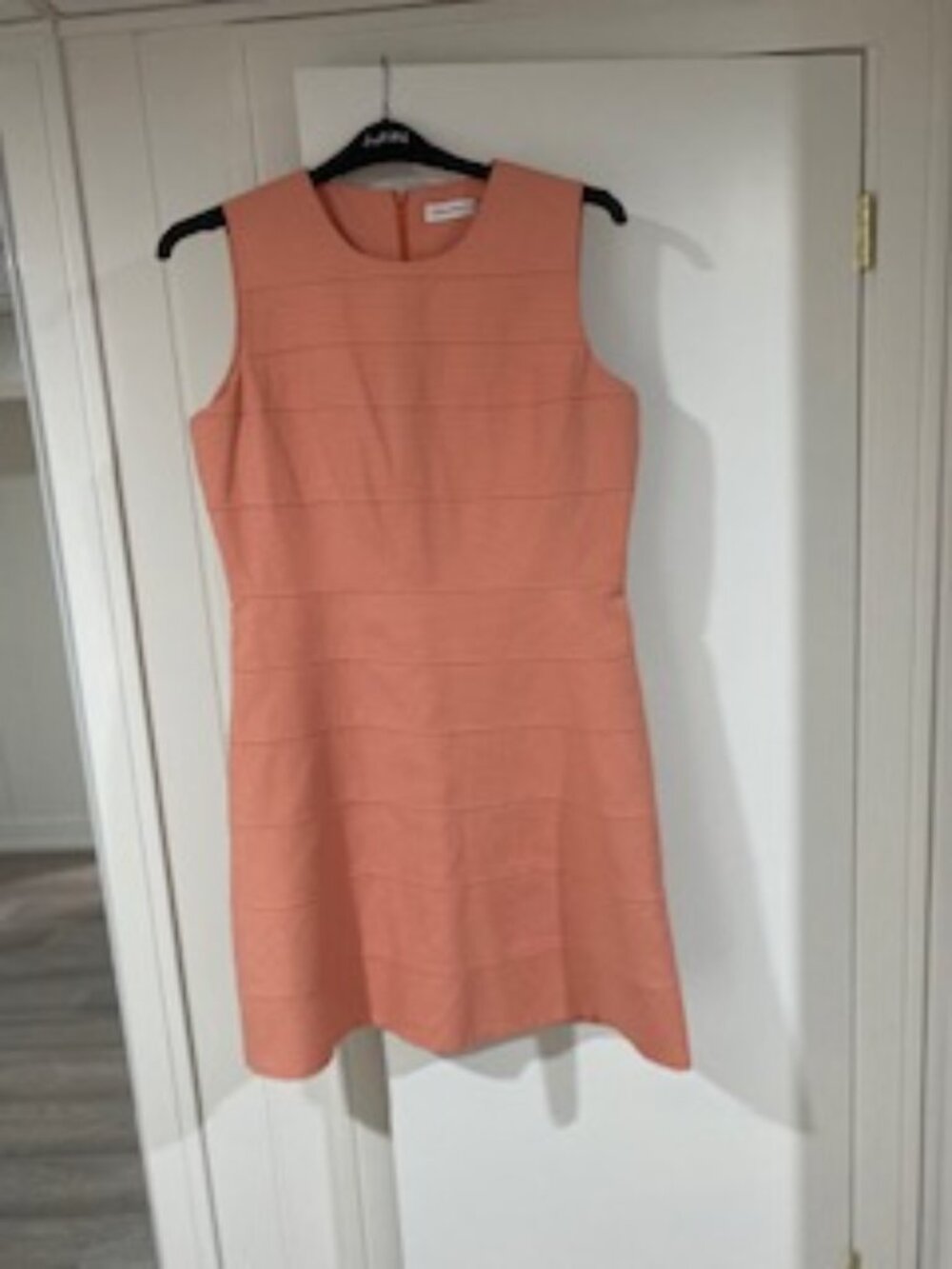 Calvin Klein Sleeveless Textured Panel Sheath Dress Peach/Coral Size 12